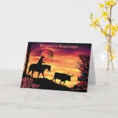 Cowboy Herding Longhorn Steer Karte (Gelbe Blume)