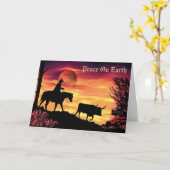 Cowboy Herding Longhorn Steer Karte (Gelbe Blume)