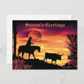 Cowboy Herding Longhorn Steer Postkarte (Vorne/Hinten)