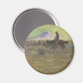 Cowboy Herding Rind auf der Range von Lon Megargee Magnet (Vorderseite/Rückseite)