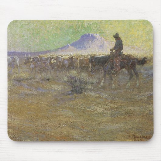 Cowboy Herding Rind auf der Range von Lon Megargee Mousepad (Vorne)