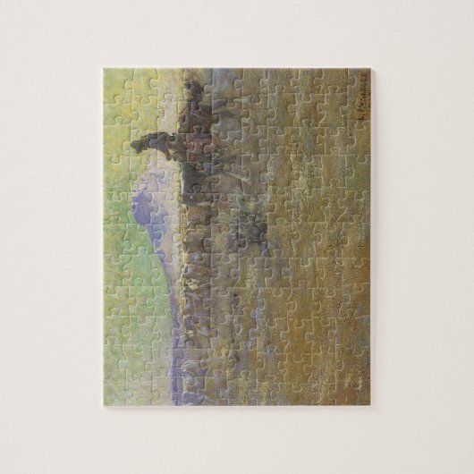 Cowboy Herding Rind auf der Range von Lon Megargee Puzzle (Vertikal)