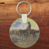 Cowboy Herding Rind auf der Range von Lon Megargee Schlüsselanhänger (Vorderseite)
