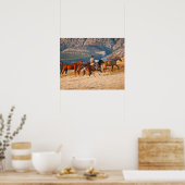 Cowboy herding wild horses 2 poster (Küche)