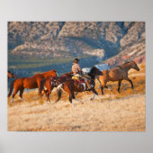 Cowboy herding wild horses 2 poster (Vorne)