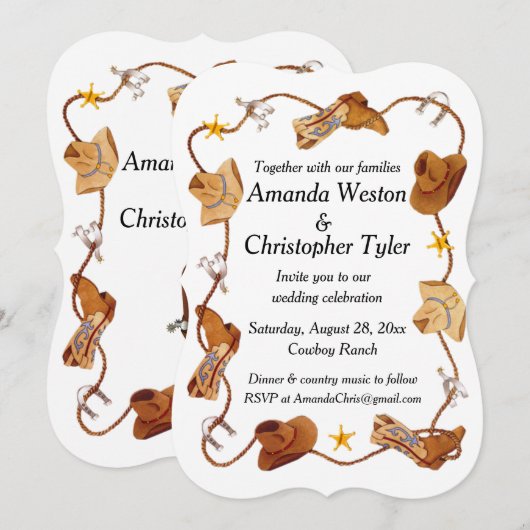 Cowboy-Hochzeit Einladung (Vorne/Hinten)