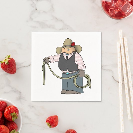 Cowboy Holding a Lasso Paper Napkins Serviette