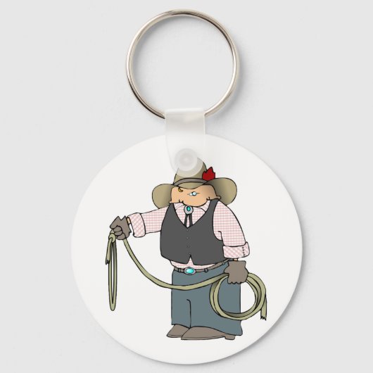 Cowboy Holding a Lasso Schlüsselanhänger (Rückseite)