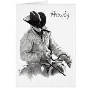 COWBOY,:HORSE Art HOWDY CARD