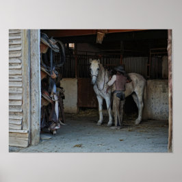 Cowboy Horse Barn Saddle Südwest Poster