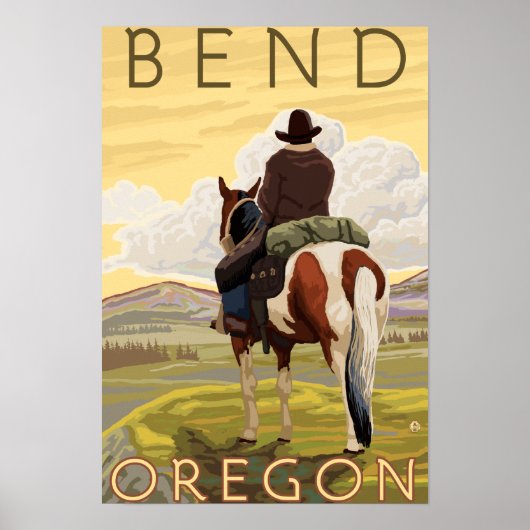 Cowboy & Horse - Bend, Oregon Poster (Vorne)