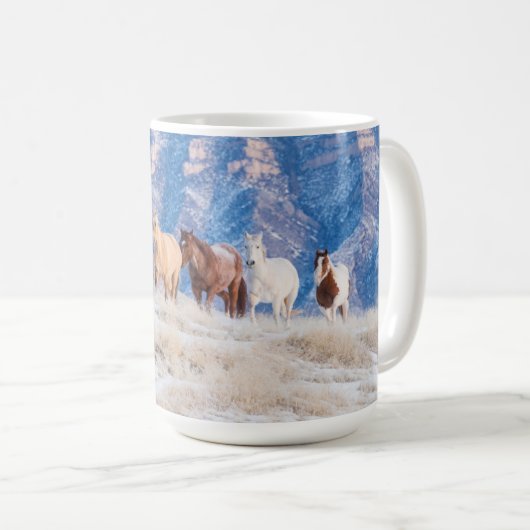 Cowboy Horse Drive auf der Hideout Ranch Kaffeetasse (VorderseiteRechts)