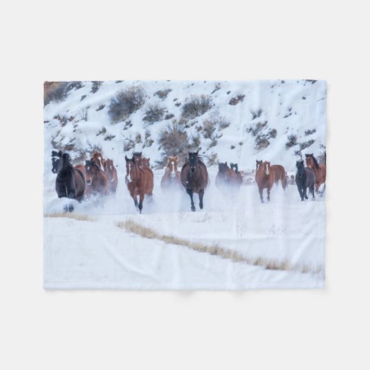 Cowboy Horse Drive | Hideout Ranch Muschel, Wyomin Fleecedecke (Vorderseite (Horizontal))