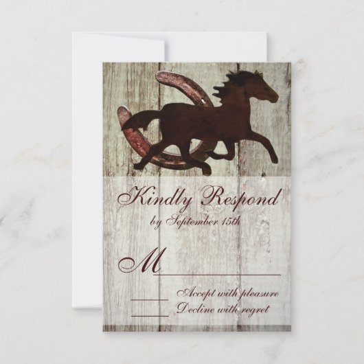Cowboy Horse Horseshoe Country Style Wedding RSVP Karte (Vorderseite)