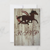 Cowboy Horse Horseshoe Country Style Wedding RSVP Karte (Rückseite)