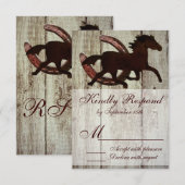 Cowboy Horse Horseshoe Country Style Wedding RSVP Karte (Vorne/Hinten)