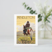 Cowboy & Horse - Pendleton, Oregon Postkarte (Stehend Vorderseite)
