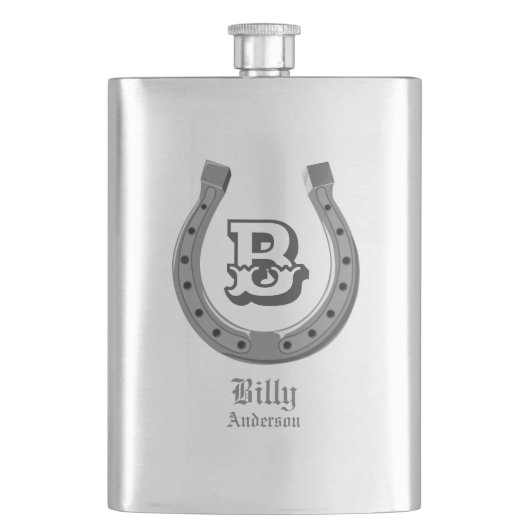 Cowboy Horse Shoe Personalisiert Monogram Flachmann (Vorderseite)