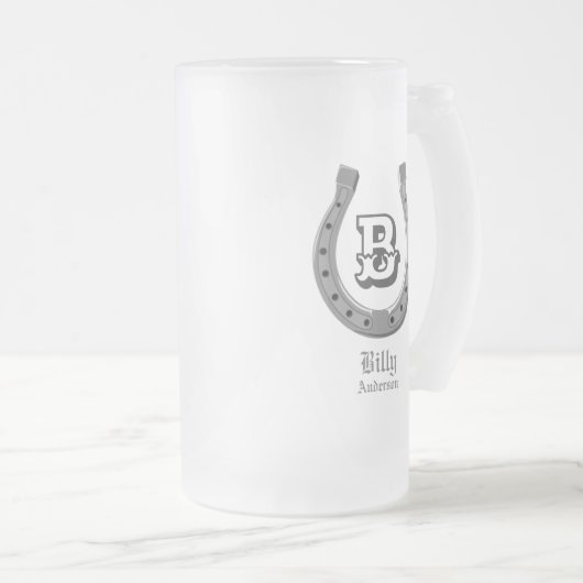 Cowboy Horse Shoe Personalisiert Monogram Mattglas Bierglas (VorderseiteRechts)