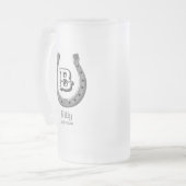 Cowboy Horse Shoe Personalisiert Monogram Mattglas Bierglas (Vorderseite Links)