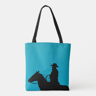 Cowboy & Horse Silhouette auf Türkis Tasche
