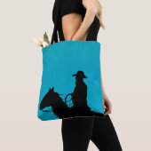 Cowboy & Horse Silhouette on Turquoise Tasche (Von Nahem)