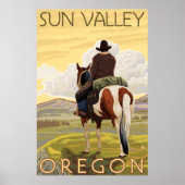 Cowboy & Horse - Sun Valley, Idaho Poster (Vorne)