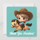 Cowboy & Horse Vielen Dank zum Geburtstag Dankeskarte (Vorderseite)