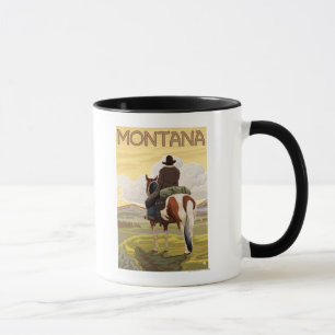 Cowboy & HorseMontanaVintage Reiseplakat Tasse