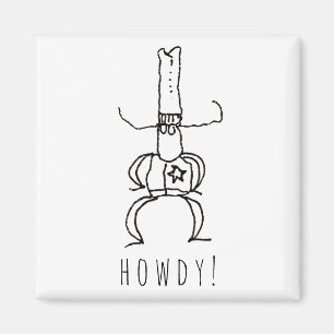 Cowboy Howdy Cartoonzeichnung Gekritzel  Magnet