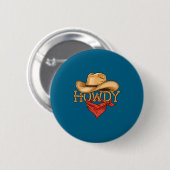 Cowboy Howdy Rope Hat Bandana Western Rodeo Design Button (Vorne & Hinten)