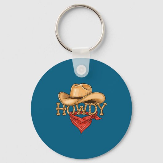 Cowboy Howdy Rope Hat Bandana Western Rodeo Design Schlüsselanhänger (Vorderseite)