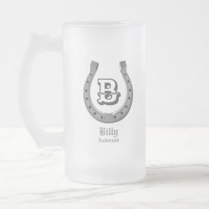 Cowboy-Hufeisen personalisiert Monogramm Mattglas Bierglas