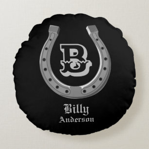 Cowboy-Hufeisen personalisiert Monogramm Rundes Kissen