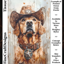Cowboy Hund, Goldener Retriever DD1 Decoupage Seidenpapier