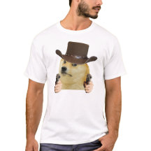 Cowboy-Hund Lustiges Meme Doge hält Pistolen Memes