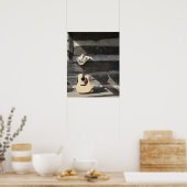 Cowboy-Hut auf Gitarre, die sich auf der Blockhütt Poster (Küche)