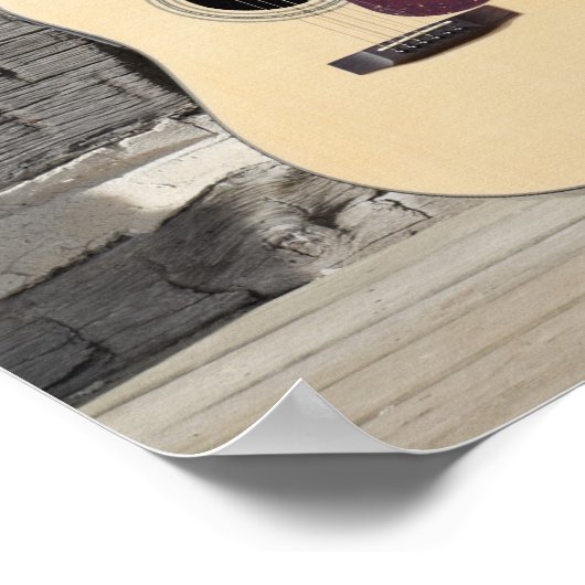 Cowboy-Hut auf Gitarre, die sich auf der Blockhütt Poster (Ecke)