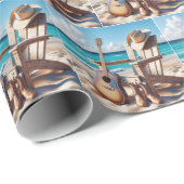 Cowboy-Hut, Gitarre und Stiefel in Beach Sand Geschenkpapier (Rolleneckpunkt)