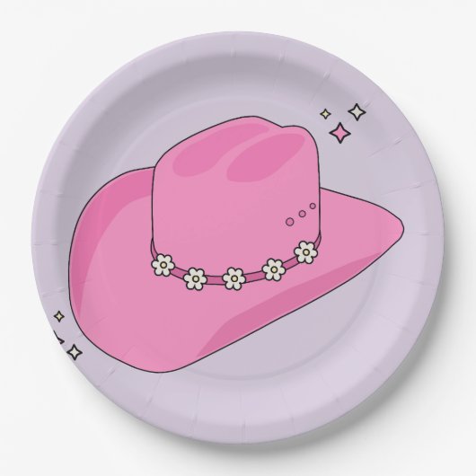 Cowboy-Hut, Lila und rosa Pappteller (Vorderseite)