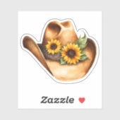 Cowboy-Hut mit Sonnenblumen Aufkleber (Blatt)