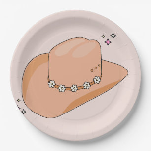 Cowboy-Hut Neutral Beige Pappteller