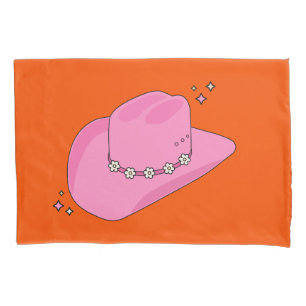 Cowboy Hut Orange und Rosa Kissenbezug