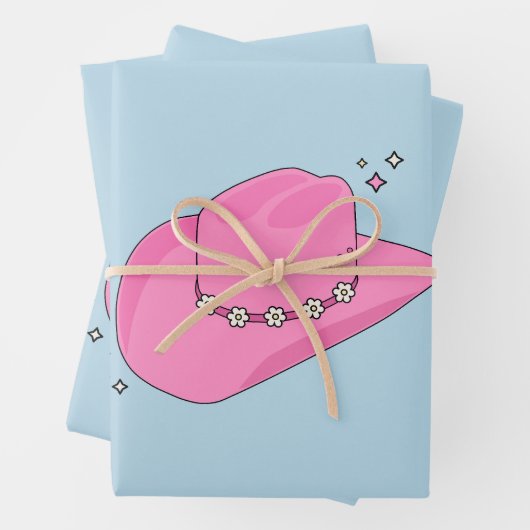 Cowboy Hut, pink und blau Geschenkpapier Set (Beispiel)