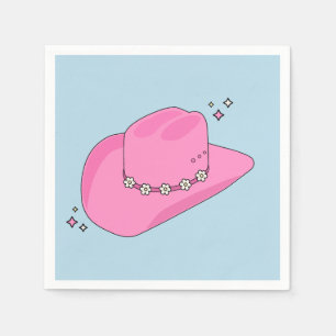 Cowboy Hut, pink und blau Serviette
