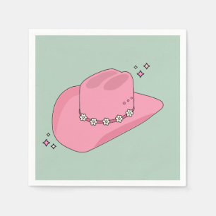 Cowboy Hut, pink und grün Serviette