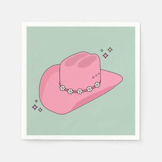 Cowboy Hut, pink und grün Serviette (Vorderseite)