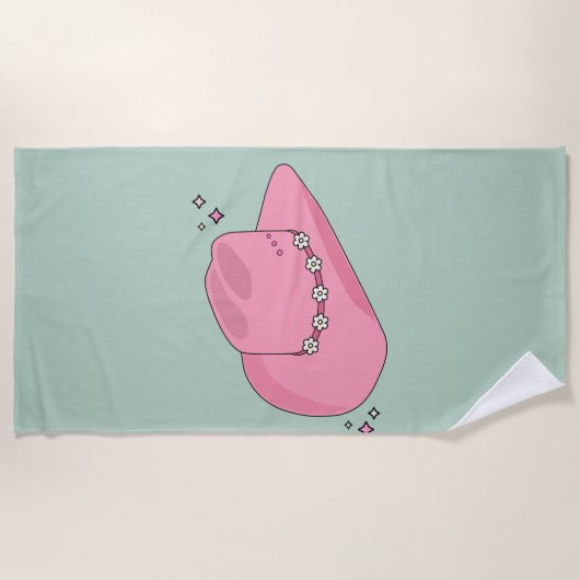 Cowboy Hut, pink und grün Strandtuch (Vorderseite)