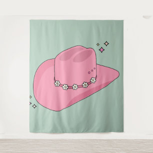 Cowboy Hut, pink und grün Wandteppich