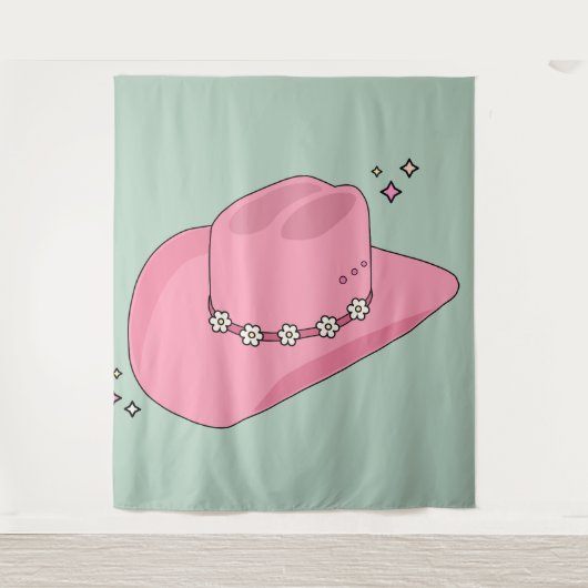 Cowboy Hut, pink und grün Wandteppich (Vorderseite)